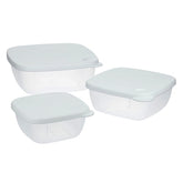 JUEGO 3 RECIPIENTES HERMETICOS BAJO CUADRADO