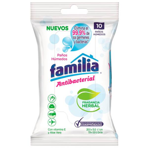 PAÑOS HUMEDOS ANTIBACTERIAL  12X10