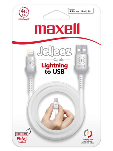 MAXELL CABLE JELLEEZ 4FT BLANCO LIGHTNING/USB 4X12