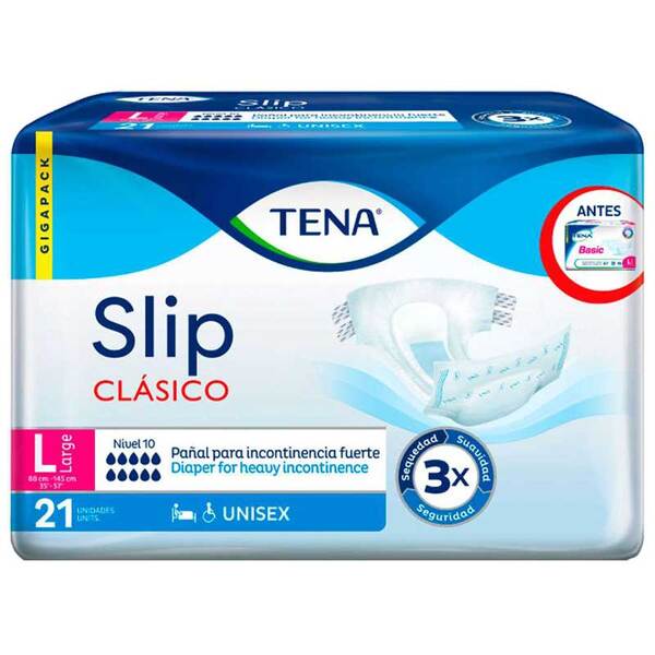 TENA SLIP CLASICO LARGE ( 4 paquetes de 21 unidades )