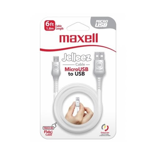 MAXELL CABLE JELLEEZ BLANCO 6FT  MICROB/USB 4X12