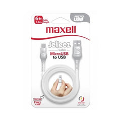 MAXELL CABLE JELLEEZ BLANCO 6FT  MICROB/USB 4X12