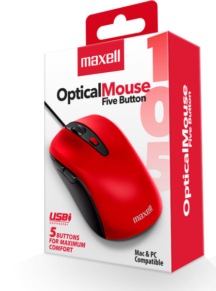 MAXELL OPTICAL MOUSE ROJO MOWR-105