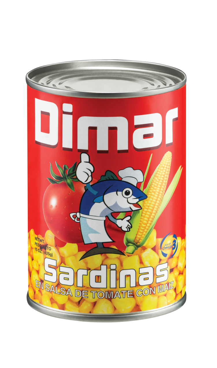 SARDINAS DIMAR EN SALSA DE TOMATE CON MAIZ 24X425Gr.