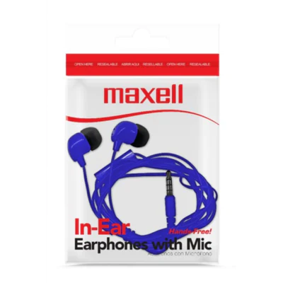 MAXELL IN BAX AURICULAR C/MIC AZUL 4X25