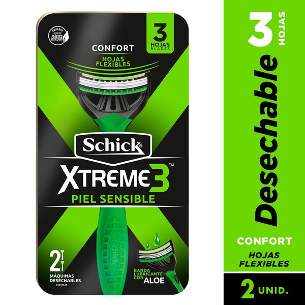 SCHICK XTREME3 HOMBRE PIEL SENSIBLE  2 UND