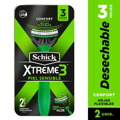 SCHICK XTREME3 HOMBRE PIEL SENSIBLE  2 UND