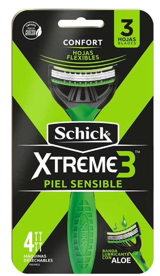 SCHICK XTREME3 HOMBRE PIEL SENSIBLE  4 UND