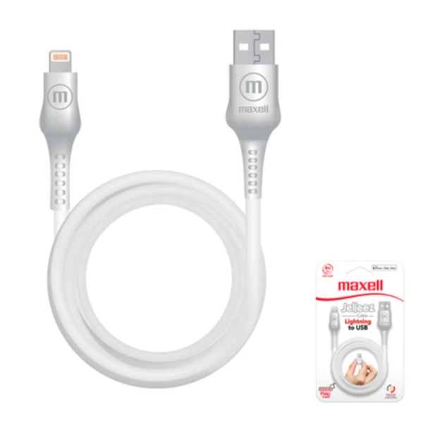 MAXELL CABLE JELLEEZ 4FT BLANCO LIGHTNING/USB 4X12