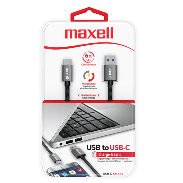 MAXELL CABLE 6FT  GRIS USB/USB-C 4X12