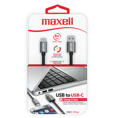 MAXELL CABLE 6FT  GRIS USB/USB-C 4X12