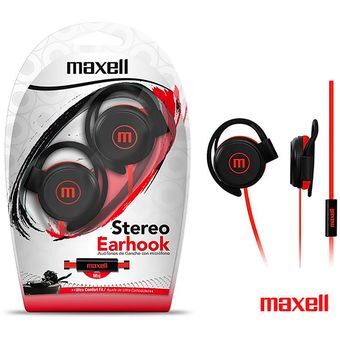MAXELL AUDIFONOS STEREO EARHOOK  C/MIC ROJO  4X12