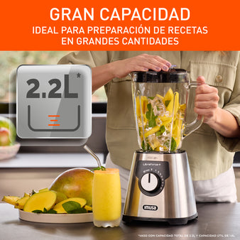 Licuadora IMUSA Ultraforce + 8V, 1000W, Vidrio, 2.2L, Acero inoxidable