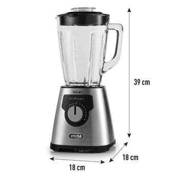 Licuadora IMUSA Ultraforce + 8V, 1000W, Vidrio, 2.2L, Acero inoxidable
