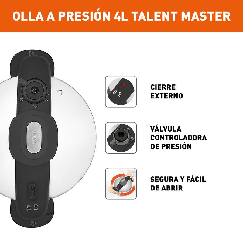Olla a Presión IMUSA Talent Master 4 Litros Acero Inoxidable