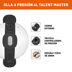 Olla a Presión IMUSA Talent Master 4 Litros Acero Inoxidable