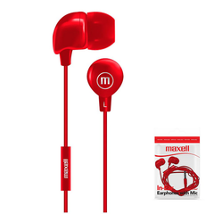 MAXELL IN BAX AURICULAR C/MIC ROJO 4X25