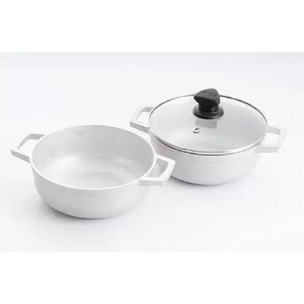 JUEGO 2 CALDEROS IMUSA TAPA DE VIDRIO 18 CM.