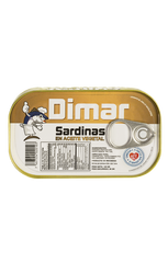 SARDINAS DIMAR PLANA EN ACEITE VEGETAL  50X125Gr.